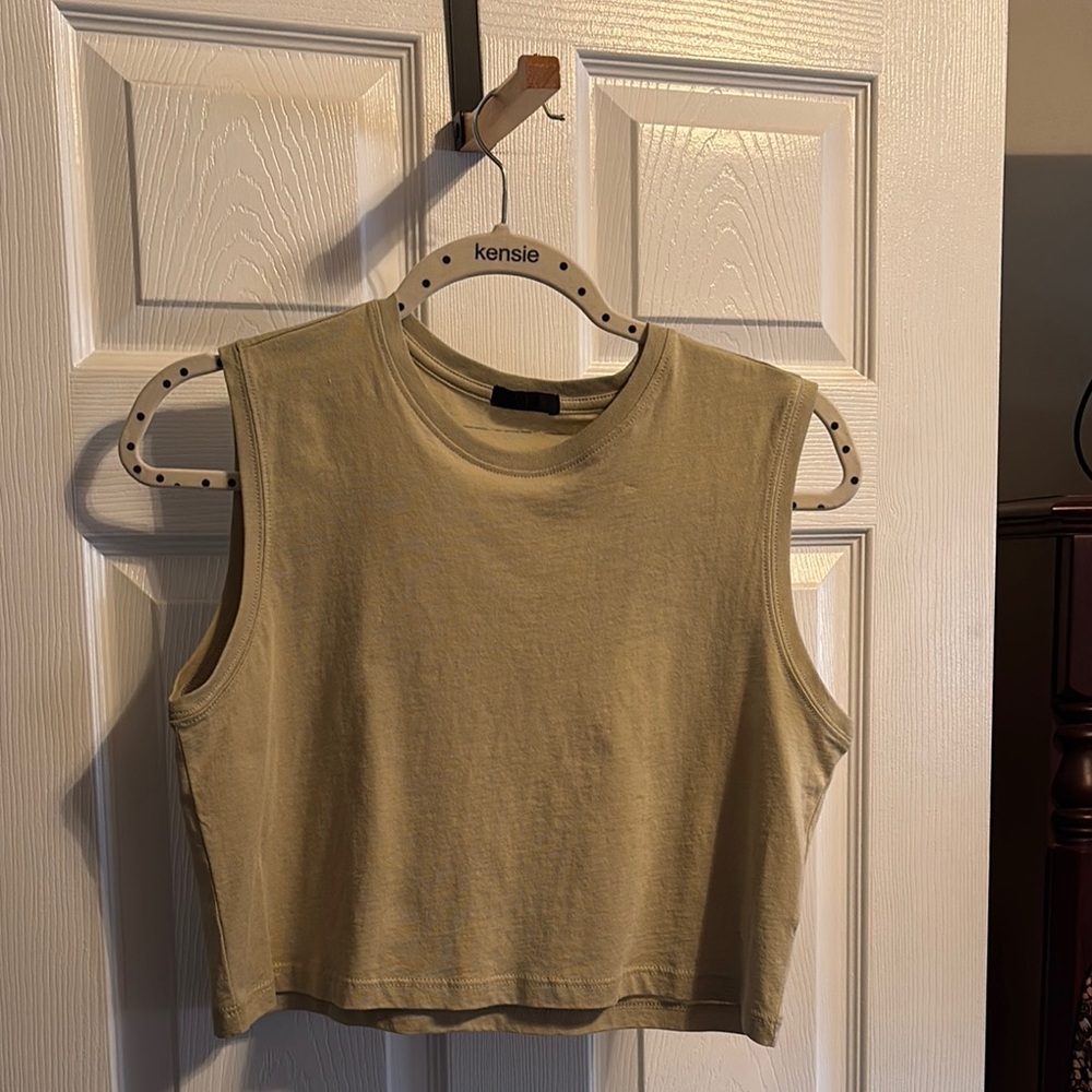 ATM Anthony Thomas Melillo Tan Sleeveless Crop Muscle Tee
